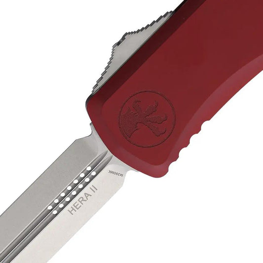 Microtech Auto Hera II OTF Knife Merlot Aluminum Handle With Automatic Opening And Glass Breaker For EDC Enthusiasts by Microtech
