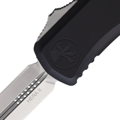 Microtech Auto Hera II OTF Knife For EDC Enthusiasts Automatic Opening 5.5 Inch Closed 4 Inch Stonewash Blade by Microtech