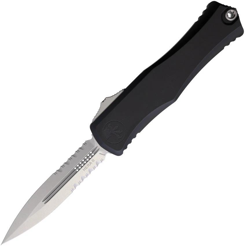 Microtech Auto Hera II OTF Knife With Stonewash Double Edge Blade And Glass Breaker For Tactical EDC by Microtech