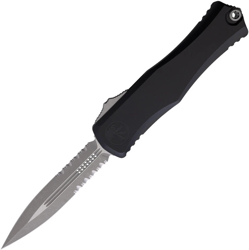 Microtech Auto Hera II OTF Knife With Apocalyptic Finish Partially Serrated Blade For Tactical Enthusiasts by Microtech