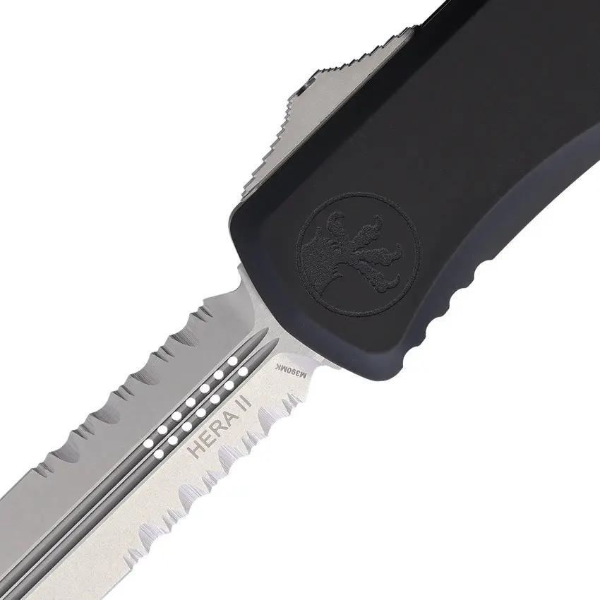 Microtech Auto Hera II OTF Knife With Stonewash Double Edge Blade And Glass Breaker For Tactical EDC by Microtech