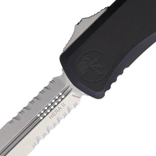 Microtech Auto Hera II OTF Knife With Stonewash Double Edge Blade And Glass Breaker For Tactical EDC by Microtech