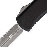 Microtech Hera II Auto OTF Knife With Apocalyptic Finish Serrated Blade Black Aluminum Handle Glass Breaker EDC by Microtech