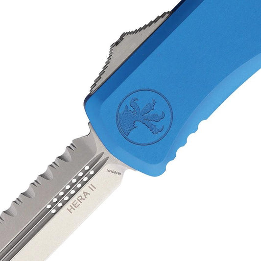 Microtech Auto Hera II OTF Knife 4In Serrated Blade Automatic Opening Glass Breaker For Tactical Pros by Microtech