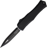 Microtech Auto Hera II OTF Knife, Automatic Opening, 4 Inch Dagger Blade, Black Aluminum Handle, Glass Breaker, EDC