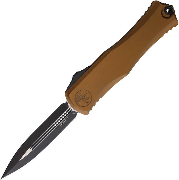 Microtech Hera II Auto OTF Knife Premium 4Inch Double Edge Blade With Tan Aluminum Handle For EDC Enthusiasts by Microtech