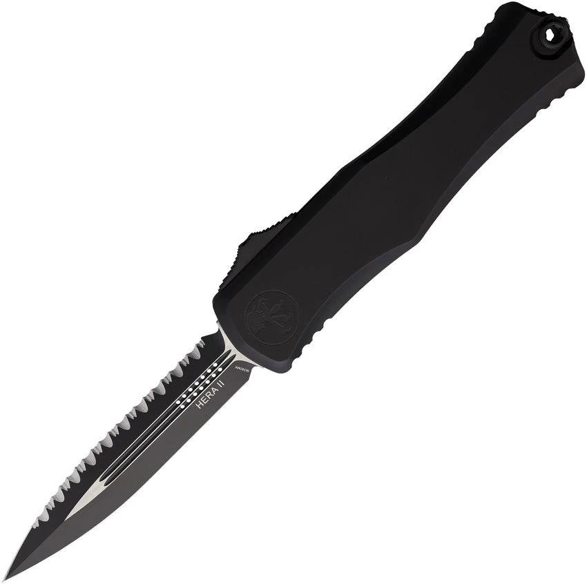 Microtech Hera II Auto OTF Double Edge Tactical Knife for EDC Enthusiasts Serrated Dagger Blade