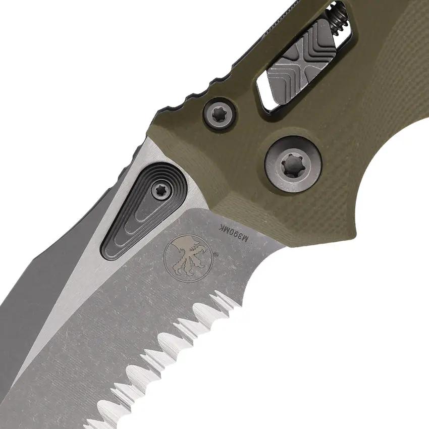 Microtech Amphibian S E Ram Lok Knife With Apocalyptic Finish M390MK Blade Frag G10 For EDC Tactical Enthusiasts by Microtech