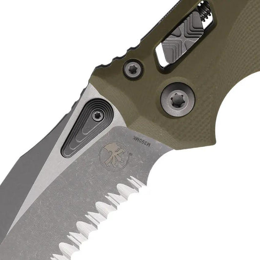 Microtech Amphibian S E Ram Lok Knife With Apocalyptic Finish M390MK Blade Frag G10 For EDC Tactical Enthusiasts by Microtech