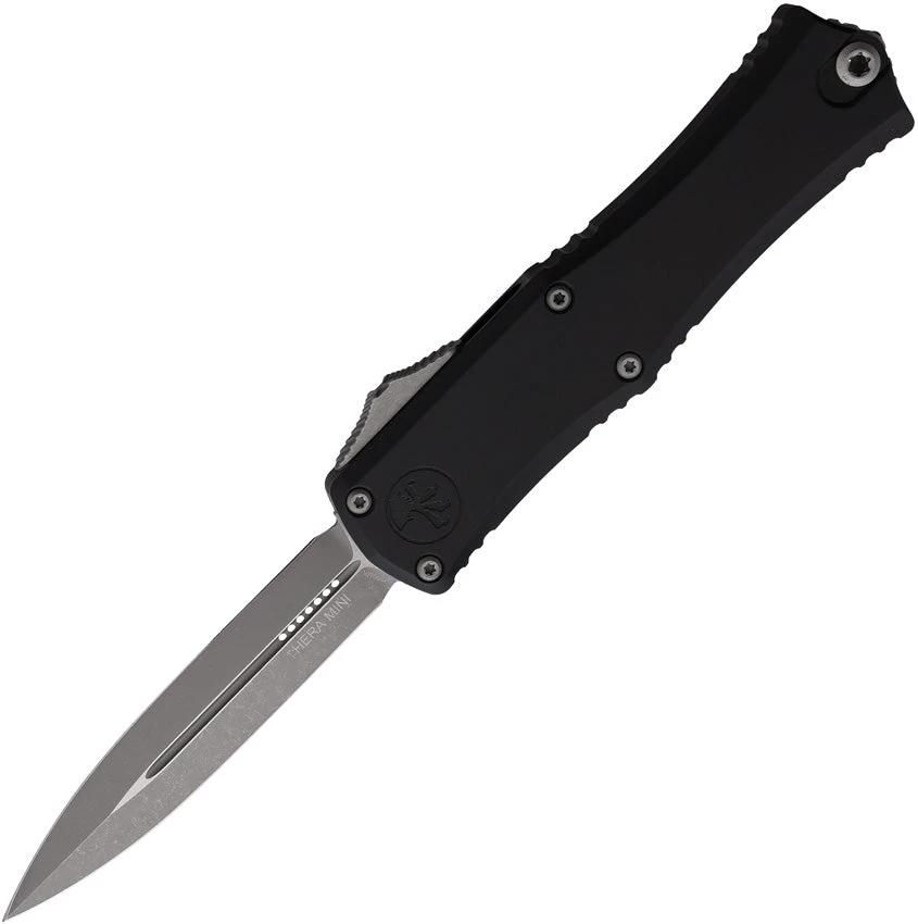 Microtech Hera II Auto OTF Dagger Knife With Apocalyptic Finish 3 Inch Blade Black Aluminum EDC Tactical