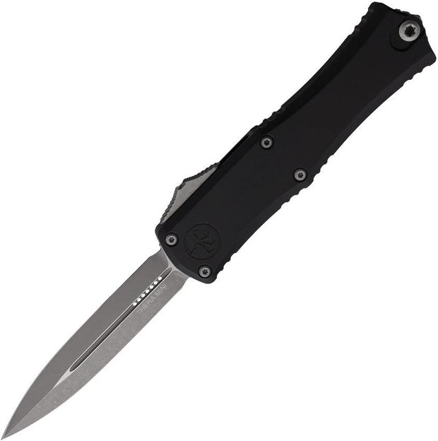 Microtech Hera II Auto OTF Dagger Knife With Apocalyptic Finish 3 Inch Blade Black Aluminum EDC Tactical