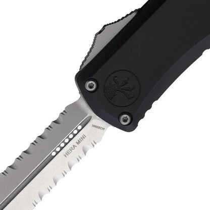 Microtech Hera II Auto OTF Knife Mini 1702M11 With 4in Closed 3in M390 Blade Black Aluminum Handle Tactical EDC by Microtech