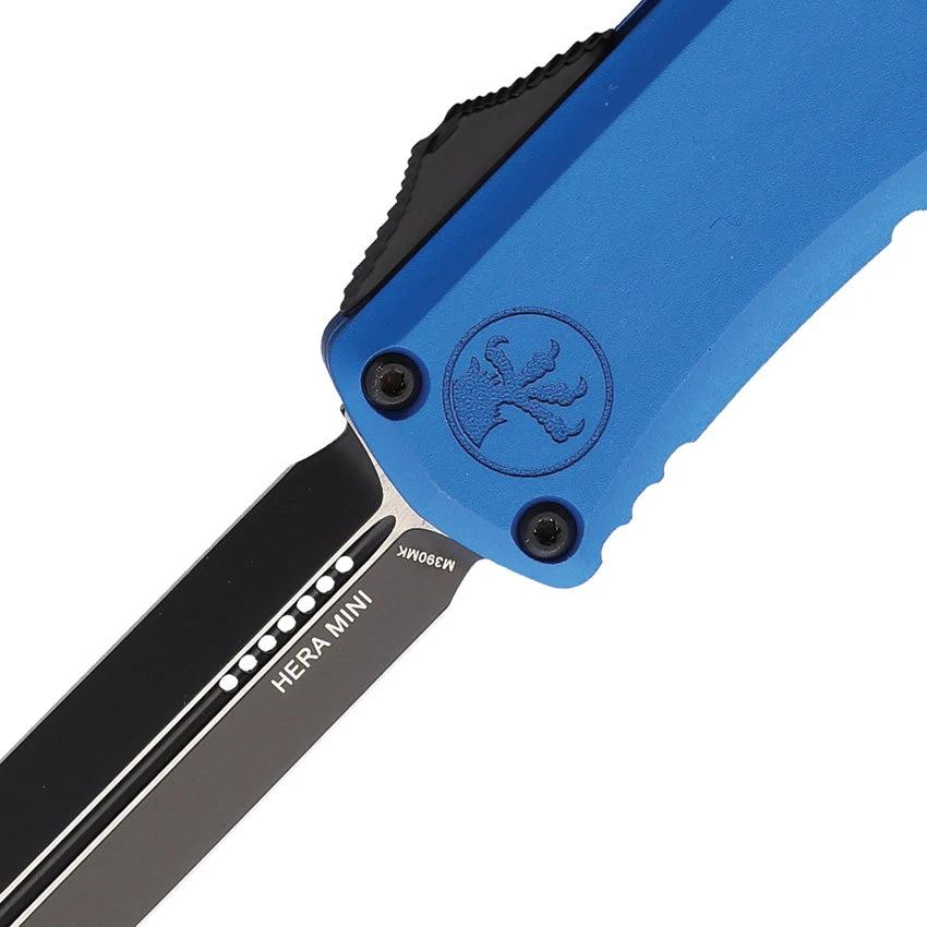 Microtech OTF Knife Hera II Auto Blue 1702M1BL Mini For EDC With M390 Blade Aluminum Handle Glass Breaker by Microtech