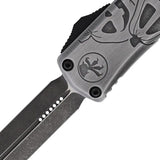 Microtech Auto Hera II Mini OTF Knife DE 3in Blade M390 Apocalyptic Finish Gray Aluminum For Collectors by Microtech
