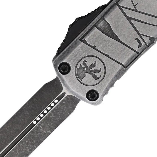 Microtech Hera II Mini Auto OTF Knife With M390 Blade Gray Aluminum Handle Glass Breaker Clip For EDC Enthusiasts by Microtech