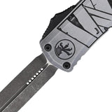 Microtech Auto Hera II Mini D E OTF Knife with M390 Blade Glass Breaker Gray Aluminum Handle For EDC Enthusiasts by Microtech