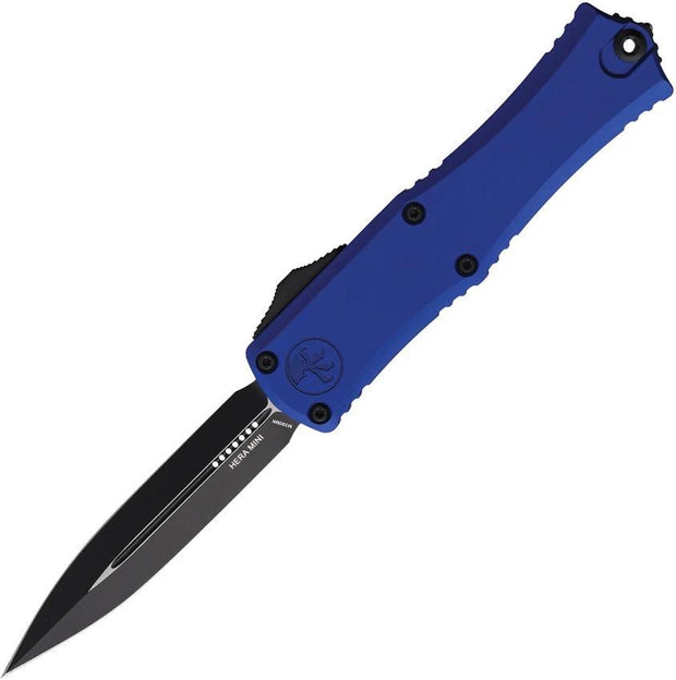 Microtech Hera II Mini Auto Double Edge OTF Knife Navy Aluminum Handle With Bohler M390MK Blade And Pocket Clip For EDC by Microtech