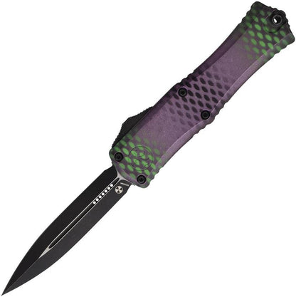 Microtech Auto Hera II OTF Mini Knife Double Edge Dagger 3 Inch M390 Purple Aluminum Handle For EDC Enthusiasts by Microtech