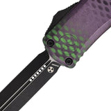 Microtech Auto Hera II OTF Mini Knife Double Edge Dagger 3 Inch M390 Purple Aluminum Handle For EDC Enthusiasts by Microtech