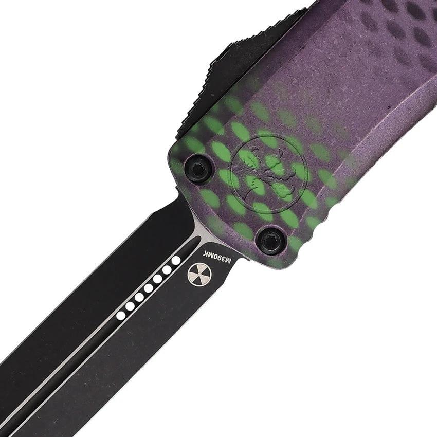 Microtech Auto Hera II OTF Mini Knife Double Edge Dagger 3 Inch M390 Purple Aluminum Handle For EDC Enthusiasts by Microtech