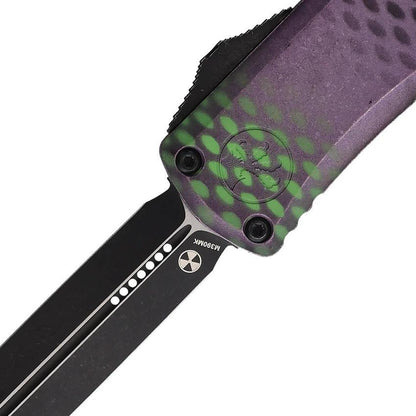Microtech Auto Hera II OTF Mini Knife Double Edge Dagger 3 Inch M390 Purple Aluminum Handle For EDC Enthusiasts by Microtech