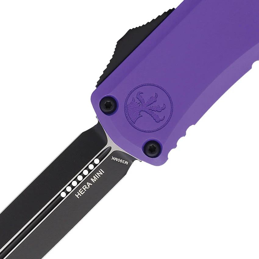 Microtech Hera II Mini D E OTF Auto Knife Purple Aluminum Handle 4 Inch Closed For EDC Enthusiasts by Microtech