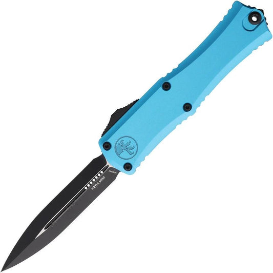 Microtech Auto Hera II Mini DE OTF Knife For Tactical Fans Automatic Opening Turquoise Handle 3In M390 Dagger Blade by Microtech