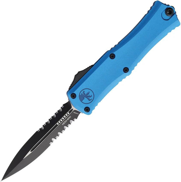 Microtech Hera II OTF Automatic Mini Bayonet Knife with Blue Aluminum Handle Glass Breaker For Collectors by Microtech