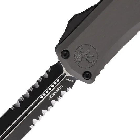 Microtech Hera II Auto OTF Knife Mini Double Edge 3 Inch Blade Gray Aluminum Handle Glass Breaker Collector Favorite by Microtech