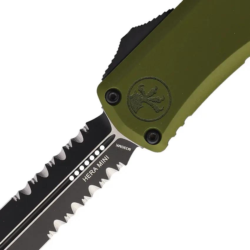 Microtech Auto Hera II OTF Knife With 3in M390MK Dagger Blade Premium OD Green Aluminum Handle For EDC Enthusiasts by Microtech
