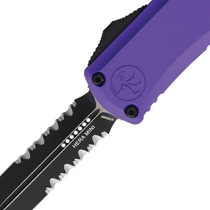 Microtech Auto Hera II Mini OTF Knife 3 Inch Blade D E Purple Aluminum Handle Glass Breaker For EDC Enthusiasts 1702M2PU by Microtech