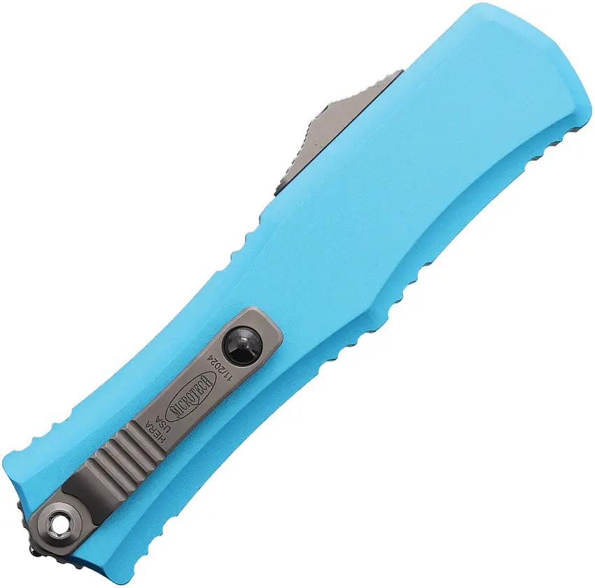 Microtech Hera II Mini D E OTF Knife, Automatic Action, 3 Inch M390 Blade, Turquoise Aluminum Handle For EDC Enthusiasts by Microtech