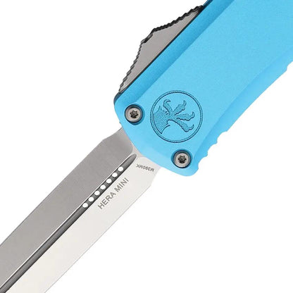 Microtech Hera II Mini D E OTF Knife, Automatic Action, 3 Inch M390 Blade, Turquoise Aluminum Handle For EDC Enthusiasts by Microtech