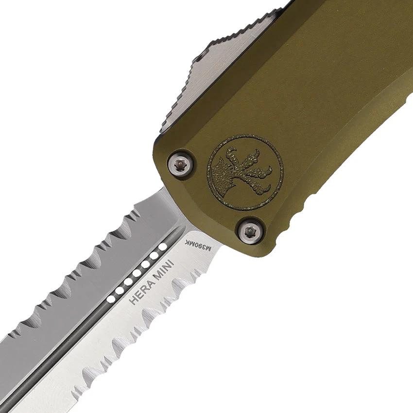 Microtech Auto Hera II OTF Mini Dagger Knife 3Inch Satin Serrated Blade OD Green EDC Tactical by Microtech