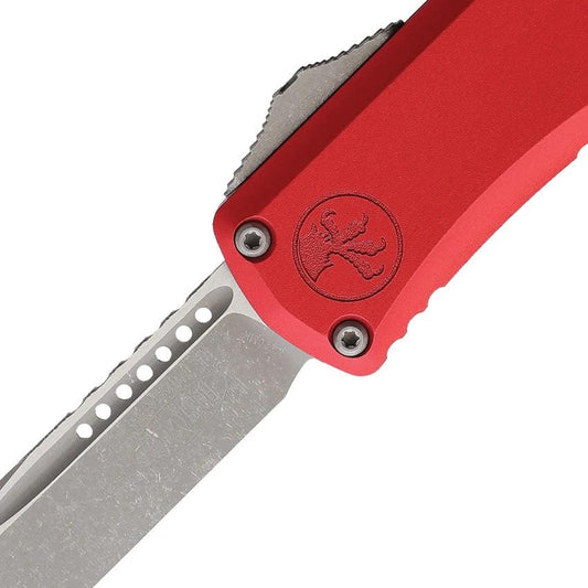 Microtech Auto OTF Knife Hera II Mini Red Handle 3 Inch Blade M390 Apocalyptic Finish For Knife Collectors by Microtech