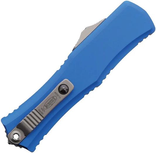 Microtech Hera II Mini OTF Automatic Knife For EDC Enthusiasts, 3in M390MK Blade, Blue Aluminum Handle, Glass Breaker by Microtech