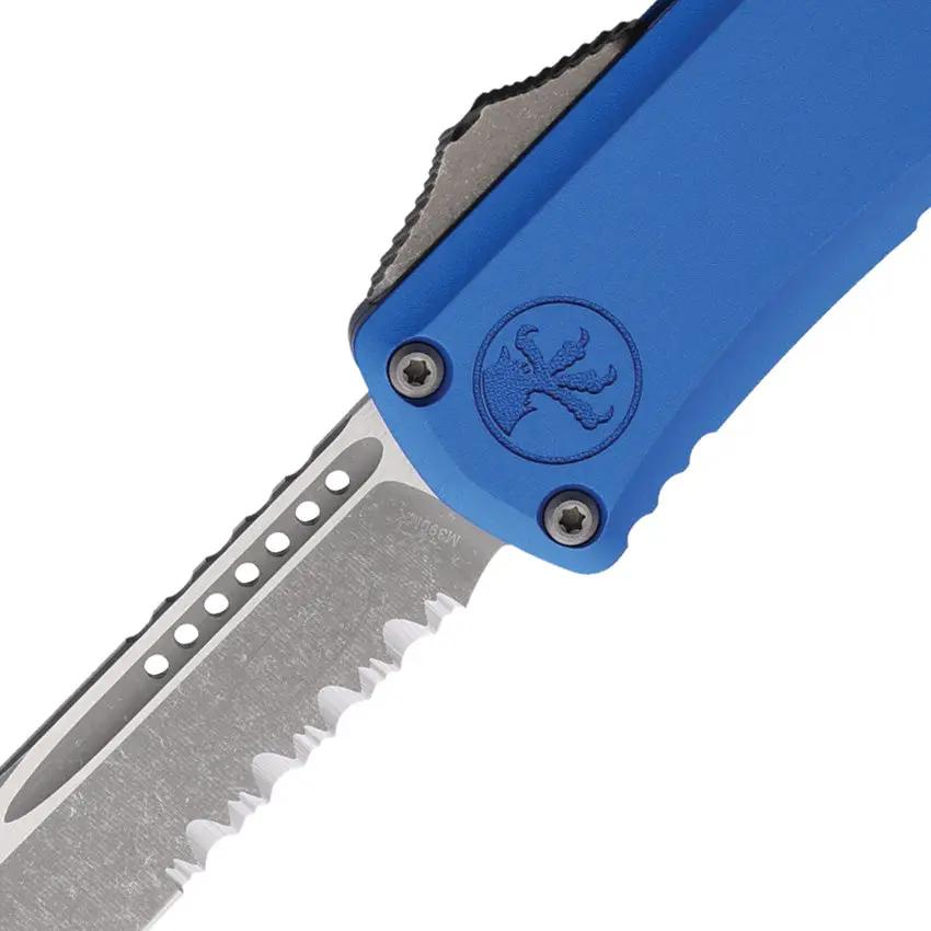 Microtech Auto Hera II Mini OTF Knife Automatic Opening Apocalyptic M390 Blade Blue Aluminum Handle EDC by Microtech
