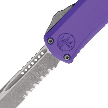 Microtech Hera II Mini Auto OTF Knife With Apocalyptic Finish Purple Aluminum Handle M390MK Blade For Tactical Fans by Microtech