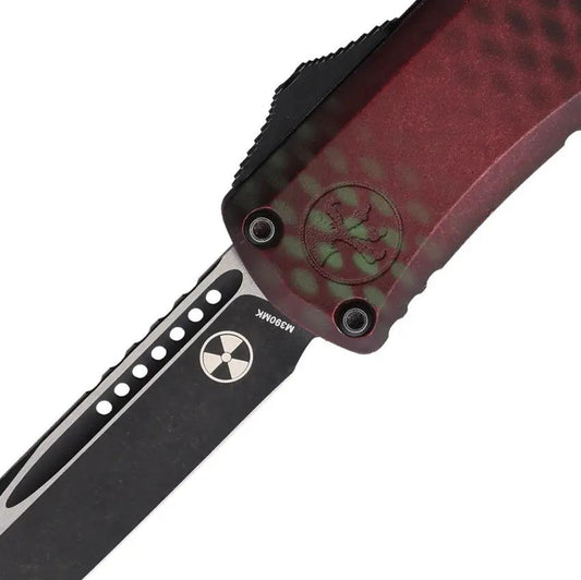 Microtech Hera II Mini OTF Knife With Red X51 Finish Handle And 3 Inch Two Tone Blade For EDC Enthusiasts by Microtech