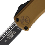 Microtech Auto Hera II Mini OTF Knife Premium Tan Aluminum Handle 3 Inch Bohler M390MK Two Tone Glass Breaker EDC by Microtech