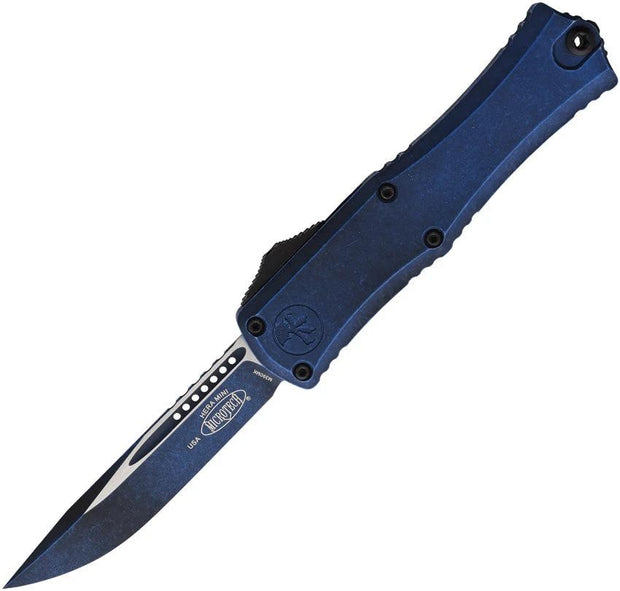 Microtech Hera II Mini SE OTF Knife Auto Opening Aluminum Handle Weathered Blue Blade For EDC Enthusiasts by Microtech