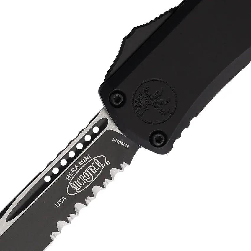 Microtech Hera II Mini OTF Auto Knife 3In Bohler M390MK Blade Tan Aluminum Glass Breaker Lanyard Hole EDC by Microtech