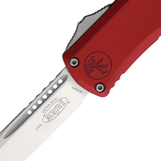 Premium Microtech Hera II Mini OTF Auto Knife Red Aluminum Handle 3 Inch M390 Blade For EDC Enthusiasts by Microtech