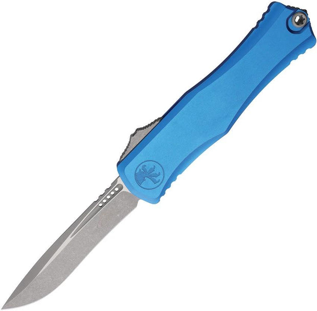 Microtech Hera II OTF Auto Knife Recurve Blade Premium Steel Blue Aluminum Handle EDC Tactical by Microtech