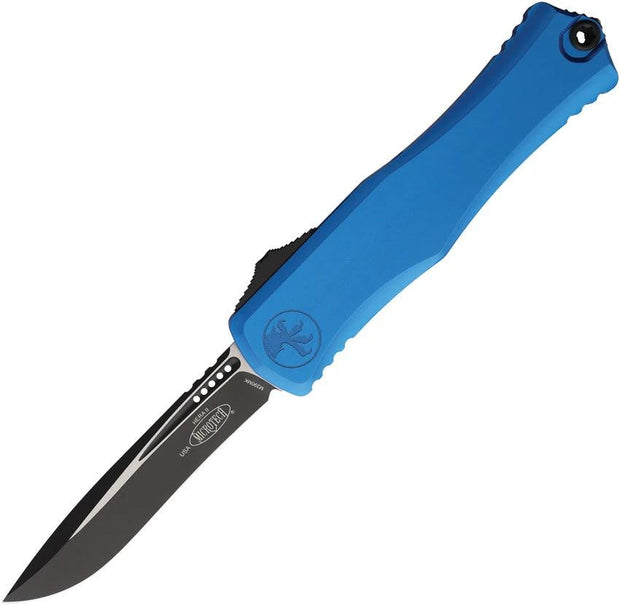 Microtech OTF Knife Hera II Auto Premium Recurve Blue Aluminum Handle Glass Breaker For EDC Enthusiasts by Microtech