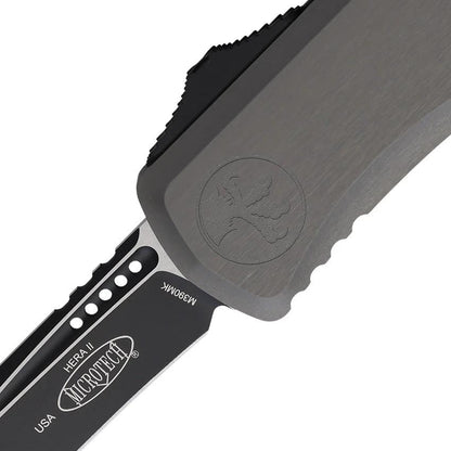 Microtech Auto Hera II OTF Recurve Knife 1705 1NC Premium M390 Blade Gray Aluminum EDC by Microtech
