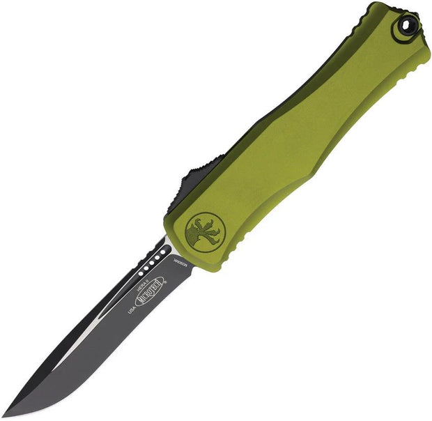 Microtech Hera II Auto OTF Knife With Recurve Bohler M390MK Blade 5.5 Inch Closed OD Green Aluminum For Collectors by Microtech