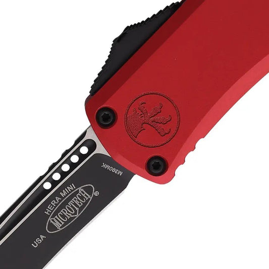 Microtech Hera II Mini OTF Knife Effortless Auto Opening 3 Inch Recurve Blade Red Aluminum Handle EDC Enthusiasts by Microtech