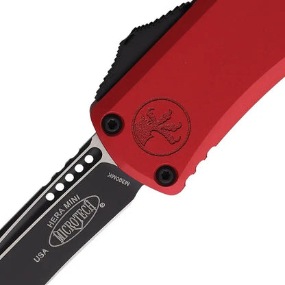 Microtech Hera II Mini OTF Knife Effortless Auto Opening 3 Inch Recurve Blade Red Aluminum Handle EDC Enthusiasts by Microtech