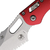 Microtech Stitch SE Ram Lok Red 5 Inch Closed EDC Folding Knife With 3.75 Inch Stonewashed Partial Serrated M390 Blade by Microtech